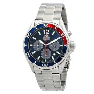 NWT Authentic Orient Mako Solar Chronograph Blue Dial Men's Watch